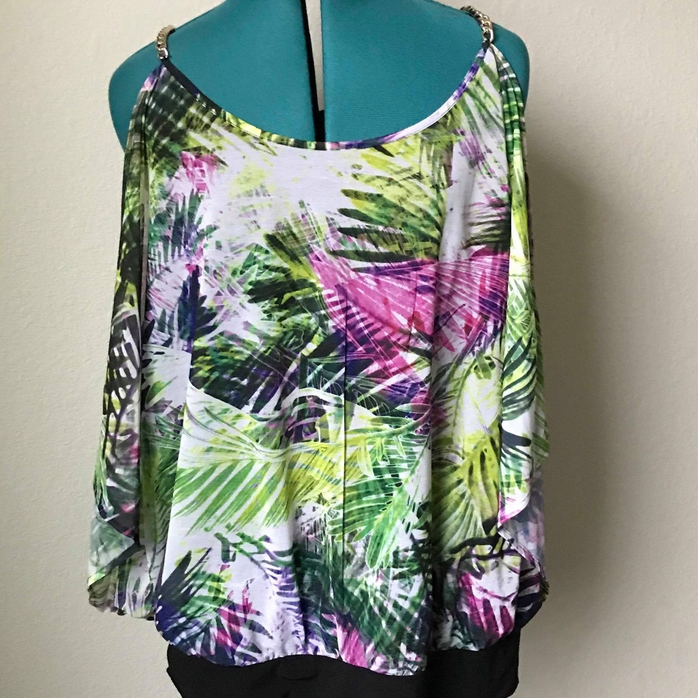 Jennifer Lopez JLO Tropical Bare Shoulder Blouse